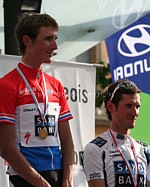 Andy und Frank Schleck auf dem Siegerpodest der Nationalen Meisterschaften 2009